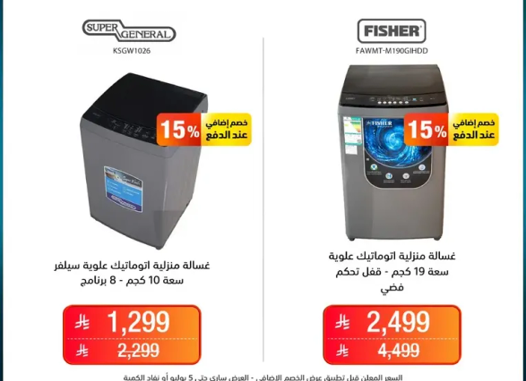 غساله منزليه علويه سعه 19 كجم، قفل تحكم فضي.