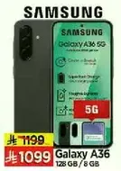 سامسونج جالاكسي A36 5G بسعه 128 جيجابايت وذاكره وصول عشوايي 8 جيجابايت.