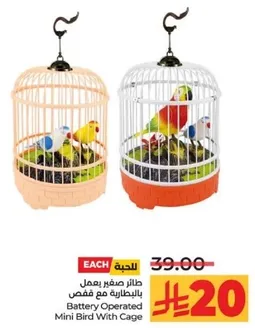 طاير صغير يعمل بالبطاريه مع قفص.