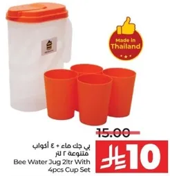 بي جك ماء + ٤ اكواب متكونه ٢ لتر