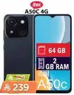 هاتف itel A50C 4G بسعه 64 جيجابايت وذاكره 2 جيجابايت.