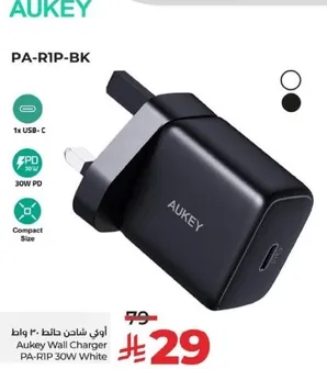 شاحن حايط اوكي PA-R1P-BK 30 واط ابيض
