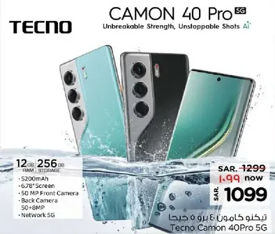 TECNO CAMON 40 Pro 5G with unbreakable strength and unstoppable shots.