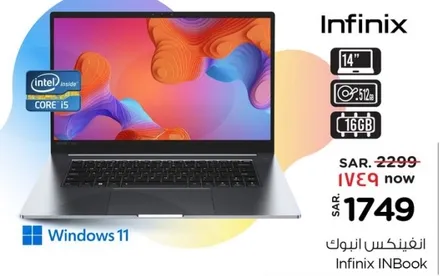 Infinix INBook with Intel Core i5, 14-inch display, 512GB storage, and 16GB RAM.