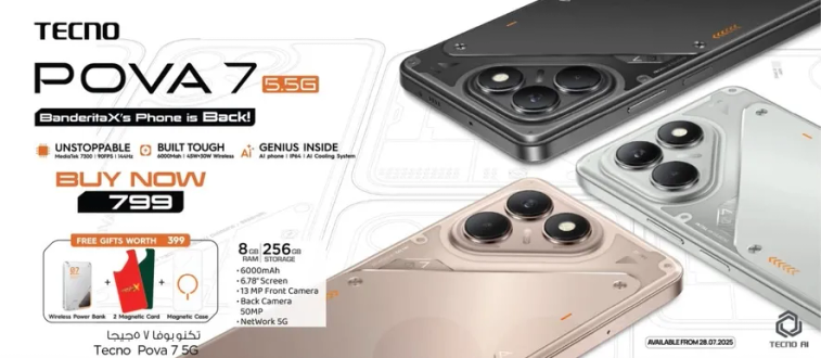 Tecno POVA 7 5G - BanderitaX's Phone is Back! Unstoppable, built tough, genius inside.