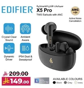X5 Pro TWS Earbuds with ANC - Active Noise Cancellation, Crystal Clear Sound, Ambient Aware, Dynamic Driver, IP54 Dust & Sweatproof.