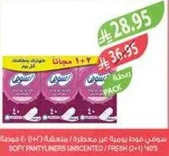 Sofy Pantyliners Unscented / Fresh (2-in-1) - 6 pieces.