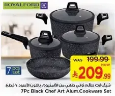 7Pc Black Chef Art Alum.Cookware Set