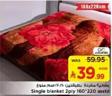 Single blanket 2ply 160*220 assorted