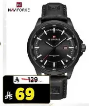 NAVIFORCE watch with a black leather strap and a stylish design.