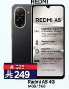Redmi A5 4G with 64GB storage and 3GB RAM.