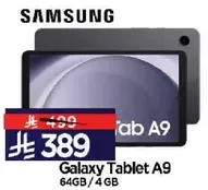Samsung Galaxy Tablet A9 with 64GB storage and 4GB RAM.