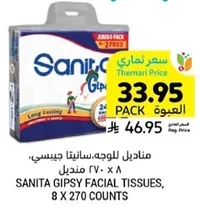 Sanita Gipsy Facial Tissues, 8 x 270 counts.