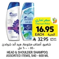 Head & Shoulder Shampoo, assorted items, 540 - 600 ml.