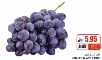 Large black grapes.