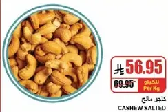 Salted cashew nuts.