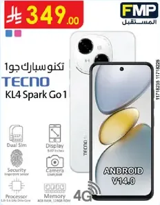 TECNO Spark Go 1 with Dual Sim, Display, Security, Camera, and Android V14.0.