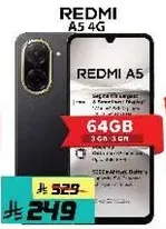 Redmi A5 4G with 64GB storage and 3GB RAM.