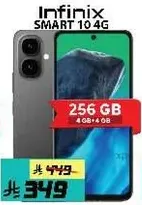 Infinix SMART 10 4G with 256 GB storage and 4 GB RAM.
