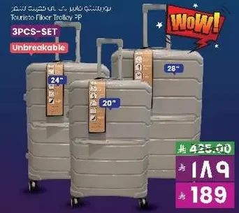 3 pieces set of unbreakable trolley luggage.