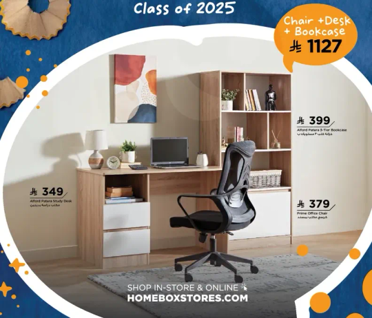 Class of 2025 Chair + Desk + Bookcase