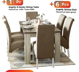 Angelic 6-Seater Dining Table with 6 Dining Chairs.