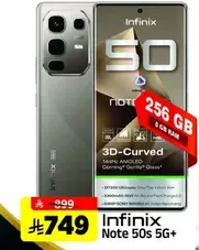 Infinix Note 50s 5G with 256 GB storage and 8 GB RAM.