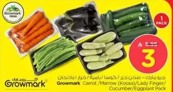 Growmark Carrot/Marrow (Koosa)/Lady Finger/Cucumber/Eggplant Pack