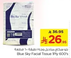 Blue Sky Facial Tissue 1Ply 600's