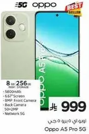 Oppo A5 Pro 5G with 8GB RAM and 256GB storage, featuring a 6.67