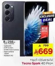 Tecno Spark 40 Pro+ with 8GB RAM and 256GB storage, featuring a 6.79