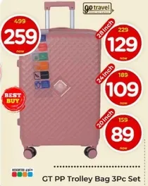 GT PP Trolley Bag 3Pc Set