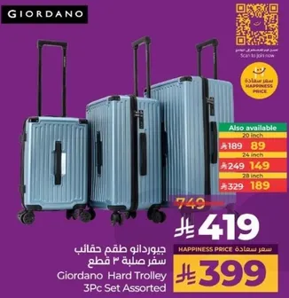 Giordano Hard Trolley 3Pc Set Assorted
