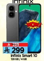 Infinix Smart 10 with 128 GB storage and 4 GB RAM.