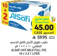 AlSafi UHT Milk Full Fat, 10 + 2 x 1 liter.