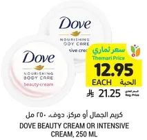 Dove beauty cream or intensive cream, 250 ml.
