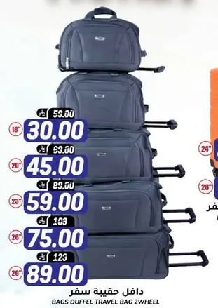 Travel duffel bag with wheels.