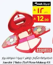 Assorted makeup kit with various colors.