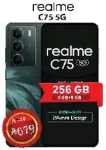 Realme C75 5G with 256 GB storage and 8 GB RAM.