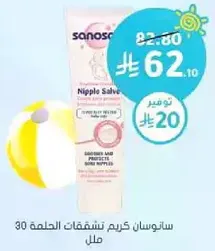 Sanosan nipple salve cream 30 ml. Soothes and protects sore nipples.