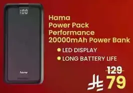 Hama Power Pack Performance 20000mAh Power Bank with LED display and long battery life.