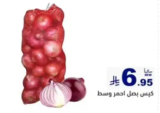 A bag of medium red onions.