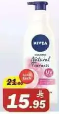 NIVEA Natural Fairness Body Lotion with UV protection.