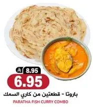 Paratha fish curry combo.