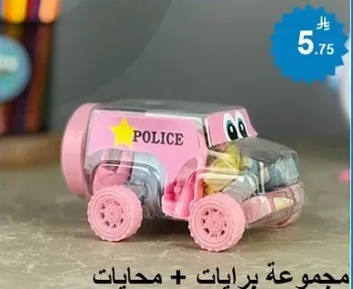 A set of police-themed toy vehicles.