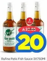 Rufina Patis Fish Sauce, 3 bottles of 750ml each.