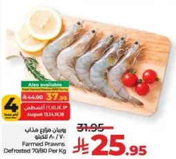 Farmed Prawns Defrosted 70/80 Per Kg