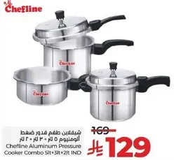 Chefline Aluminum Pressure Cooker Combo Set 3L+3L+2L IND