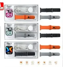 This is a set of smart watch bands available in multiple colors including gold, silver, and black.