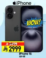 iPhone 16 with 128 GB storage.